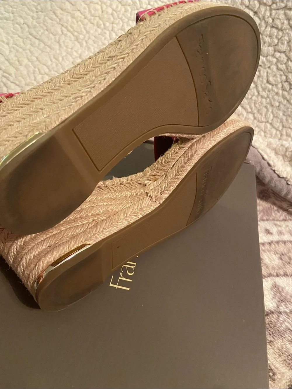 Franco Sarto Hot Pink Jute Espadrille Wedge Sandals